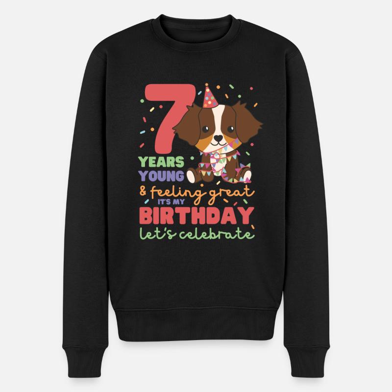 Australian Shepherd zum 7. Geburtstag Kinder - Männer Premium Bio Pullover - Schwarz
