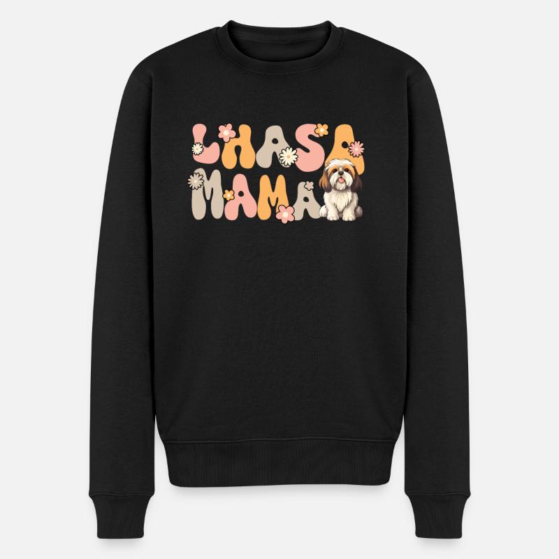 Lhasa Apso Groovy Lhasa Mama - Männer Premium Bio Pullover - Schwarz