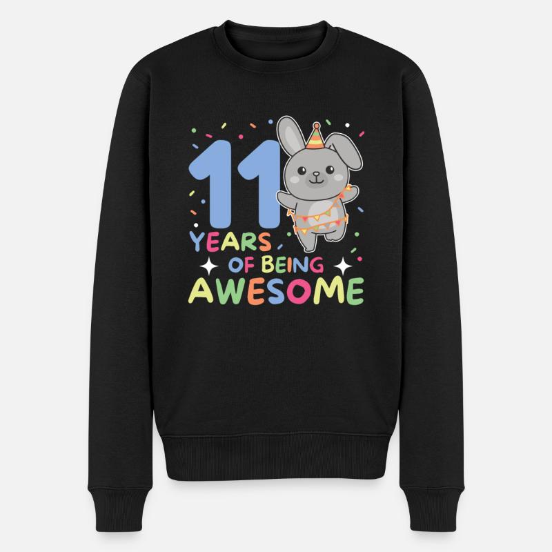 Hase zum 11. Geburtstag Kinder elf Jahre alt - Männer Premium Bio Pullover - Schwarz