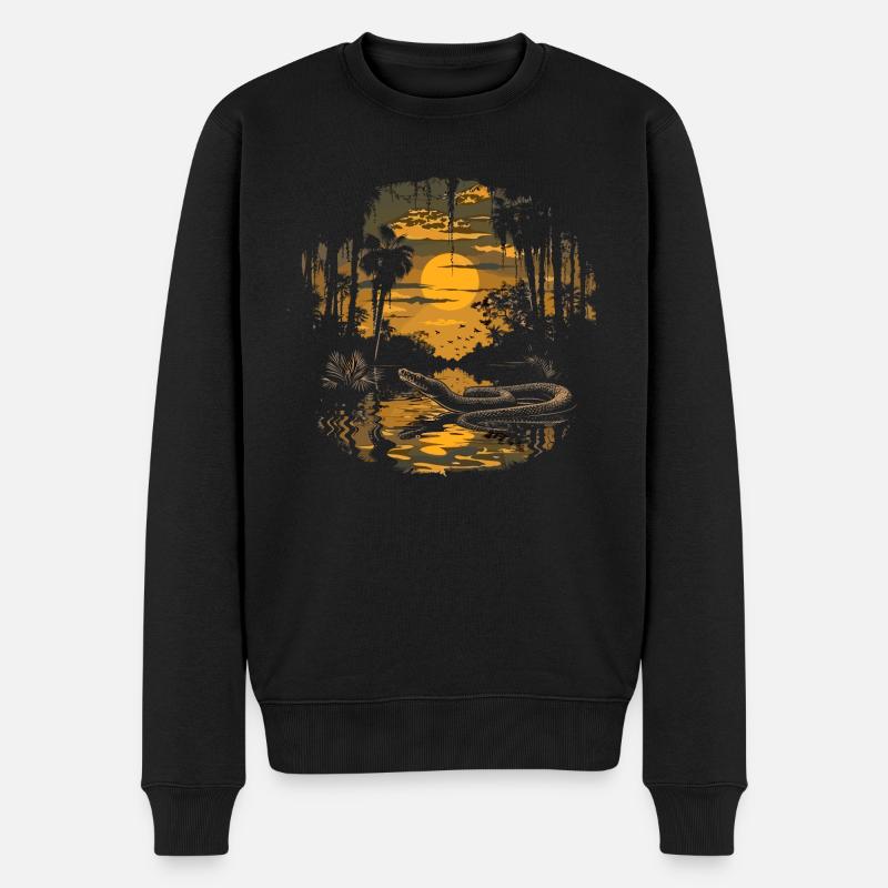 Schlange Anakonda - Männer Premium Bio Pullover - Schwarz