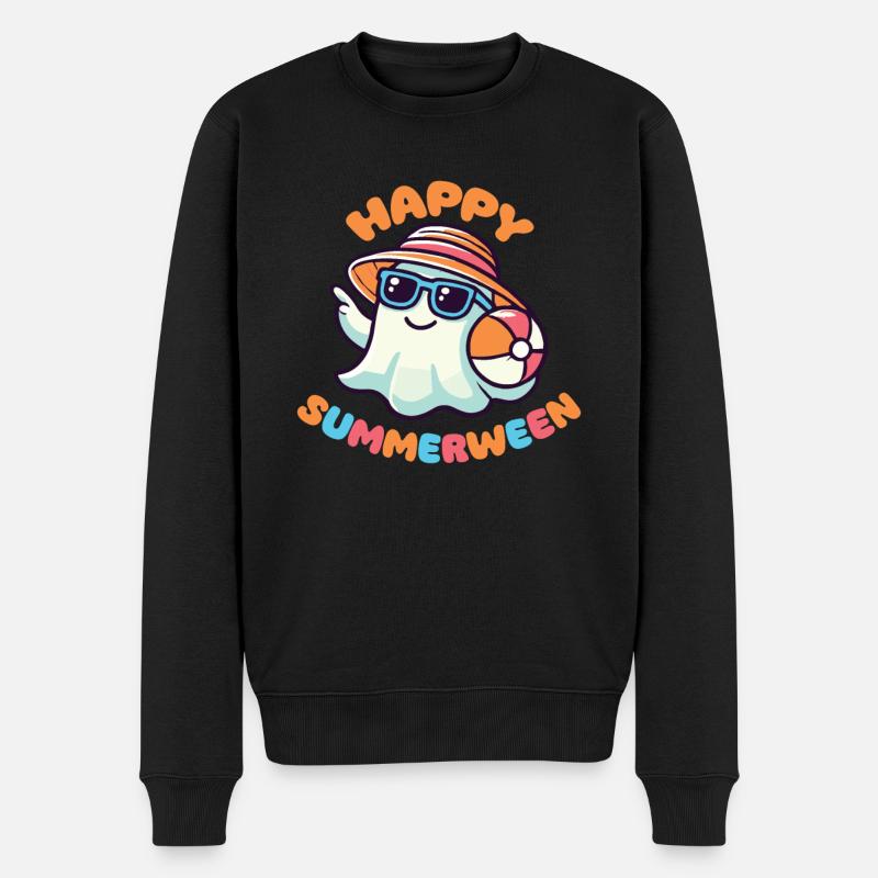 Happy Summerween Sommer Halloween Geist - Männer Premium Bio Pullover - Schwarz