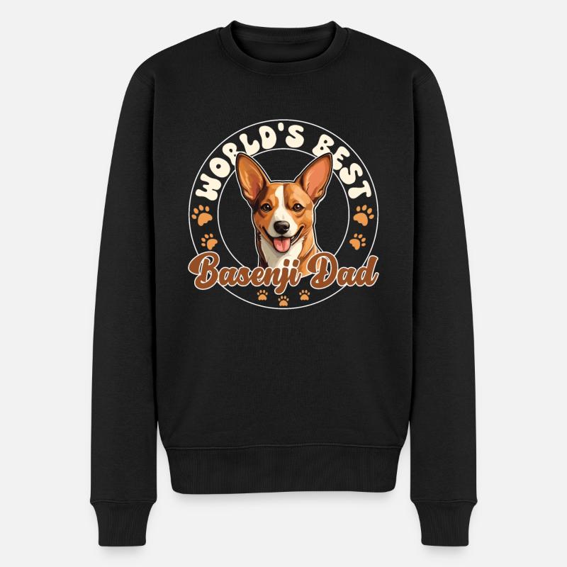 Basenji Groovy Basenji Dad - Männer Premium Bio Pullover - Schwarz