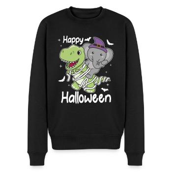 Elefant Happy Halloween T-Rex Mumie Kostüm - Männer Premium Bio Pullover - Schwarz - Vorne - Nico (187cm)