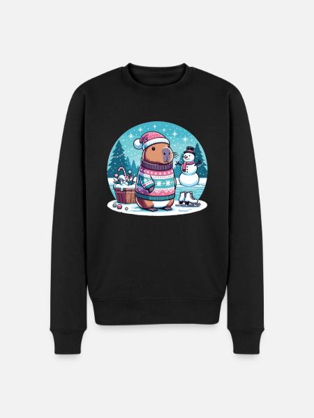 Noël festif Capybara d’hiver - Pull Premium bio Homme - noir
