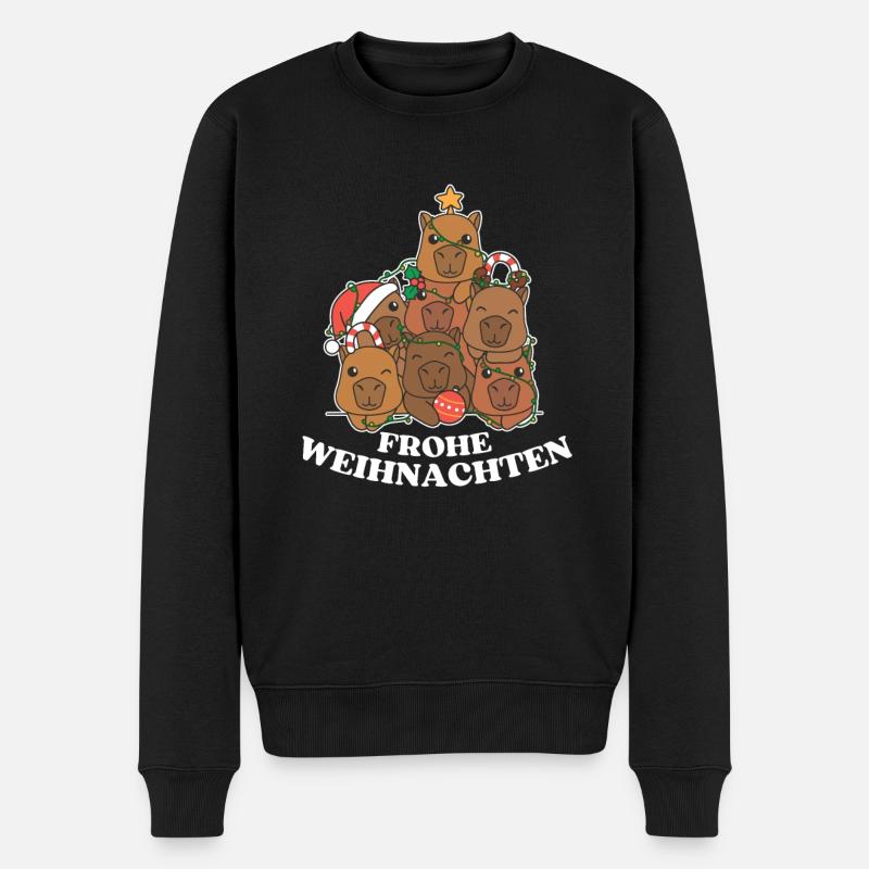 Frohe Weihnachten Capybara Heiligabend Capybaras - Männer Premium Bio Pullover - Schwarz