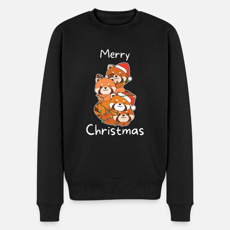 Roter Panda Weihnachtsbaum Weihnachts Tiere - Männer Premium Bio Pullover - Schwarz