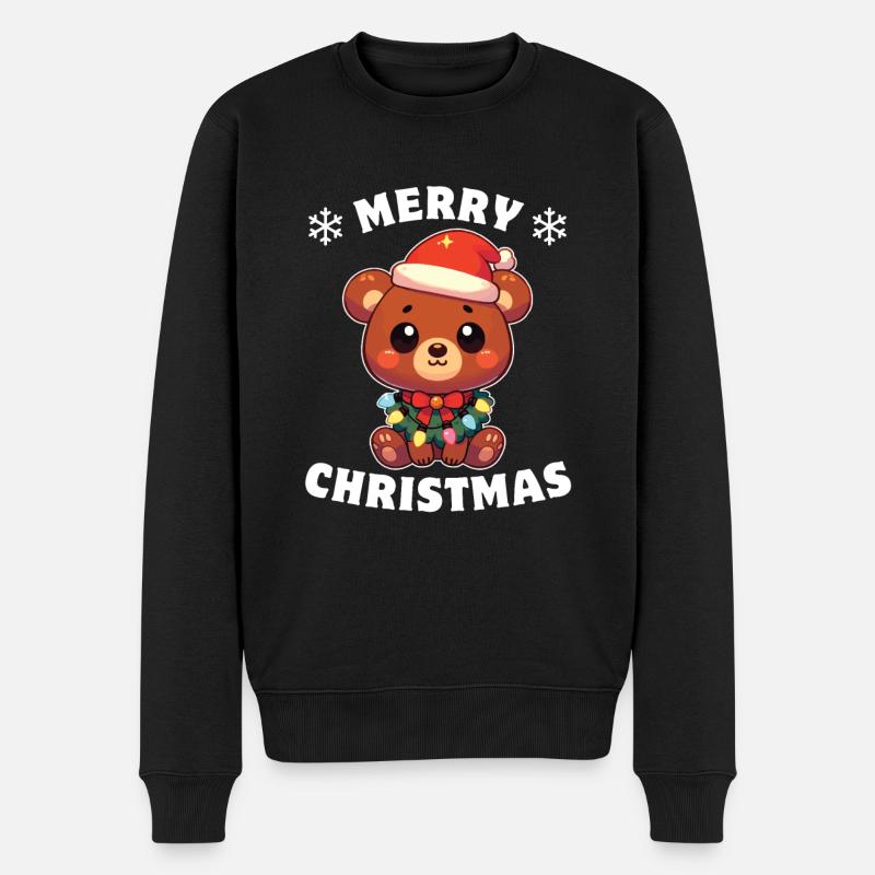Weihnachten Lichterkette Malaienbär - Männer Premium Bio Pullover - Schwarz