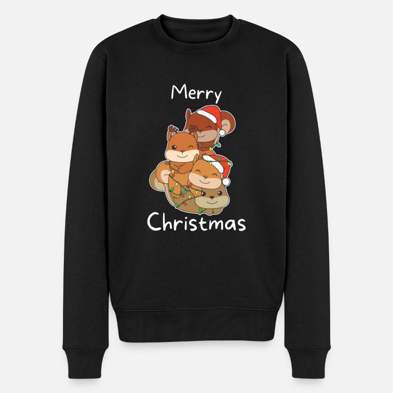 Eichhörnchen Weihnachtsbaum Weihnachts Tiere - Männer Premium Bio Pullover - Schwarz