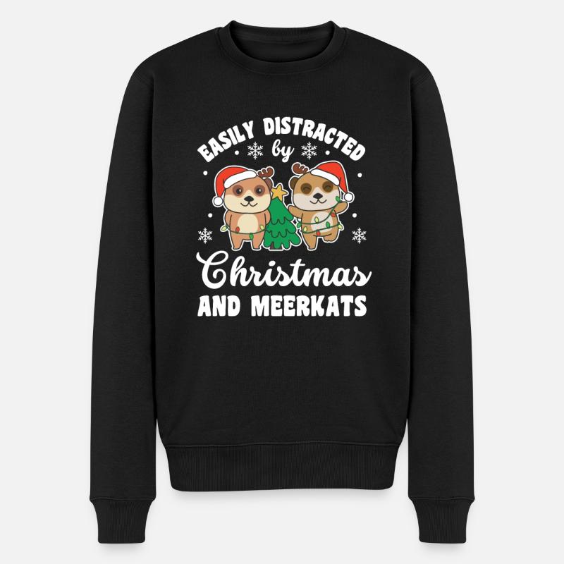 Facilement distrait par Noël et les suricates - Pull Premium bio Homme - noir