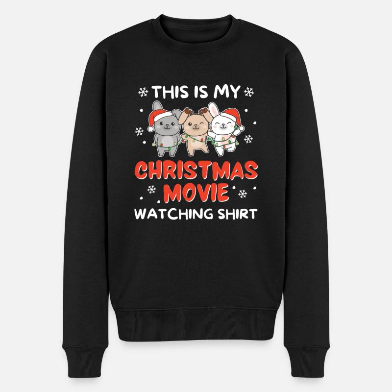 Hase Christmas Movie Watching - Männer Premium Bio Pullover - Schwarz