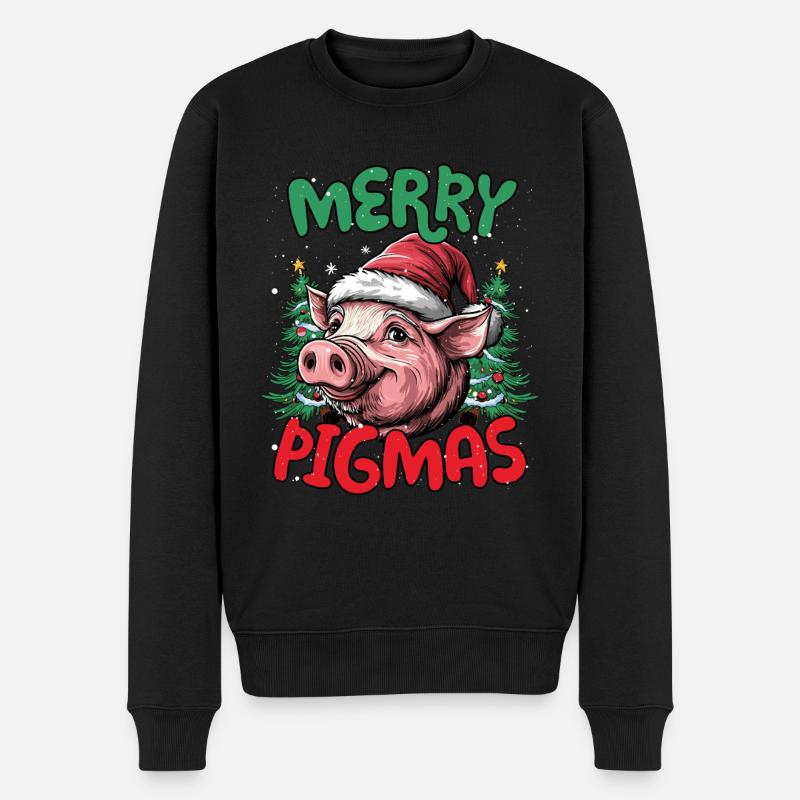 Joyeux Pigmas Drôle Cochons Noël - Pull Premium bio Homme - noir