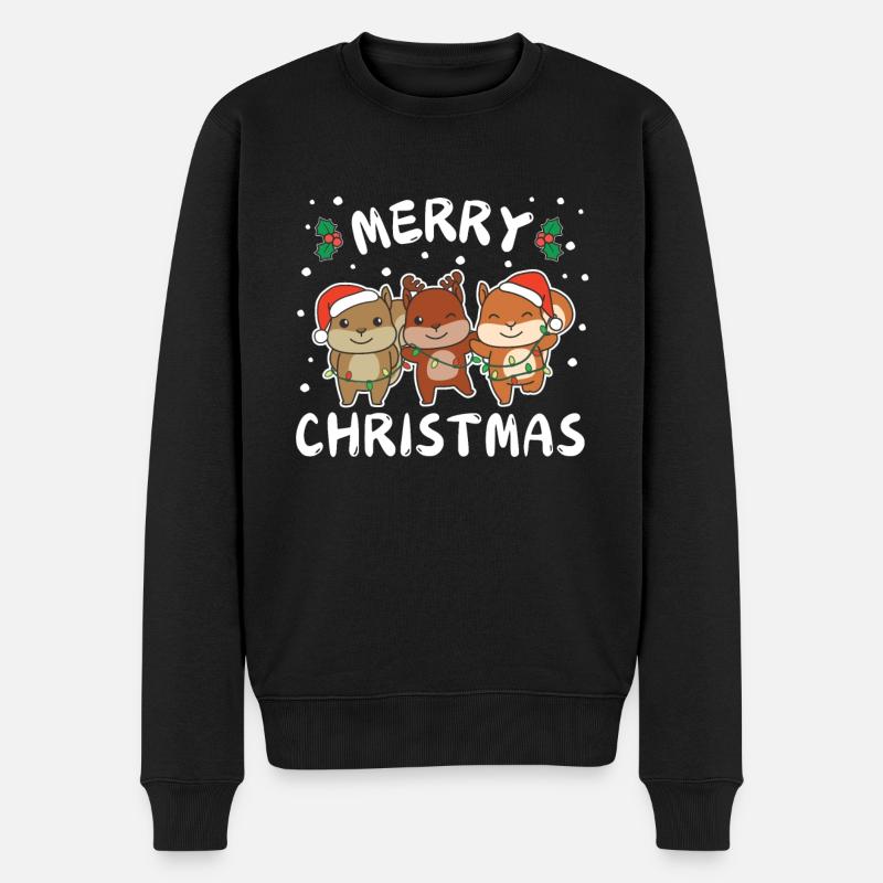 Joyeux Noël Mignon Écureuil - Pull Premium bio Homme - noir