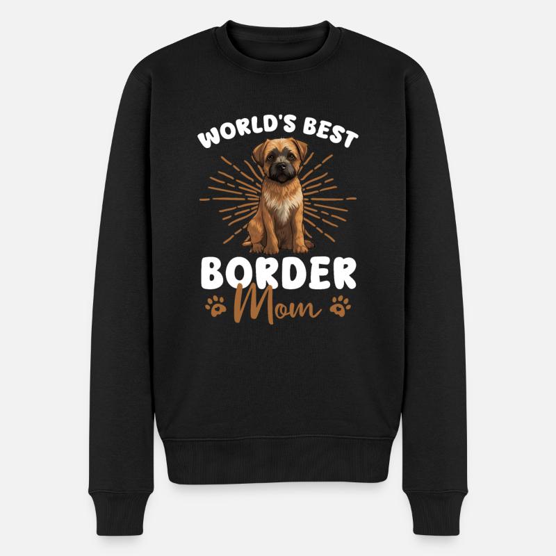 Border Terrier Groovy Border Mom - Männer Premium Bio Pullover - Schwarz