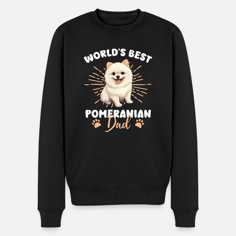 Zwergspitz Groovy Zwergspitz Dad - Männer Premium Bio Pullover - Schwarz