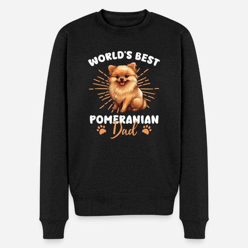 Zwergspitz Groovy Zwergspitz Dad - Männer Premium Bio Pullover - Schwarz