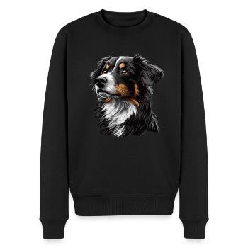 Dessin réaliste berger australien - Pull Premium bio Homme - noir - Devant - Nico (187cm)