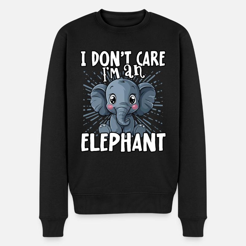 I don't care I'm an elephant - süßer Elefant - Männer Premium Bio Pullover - Schwarz