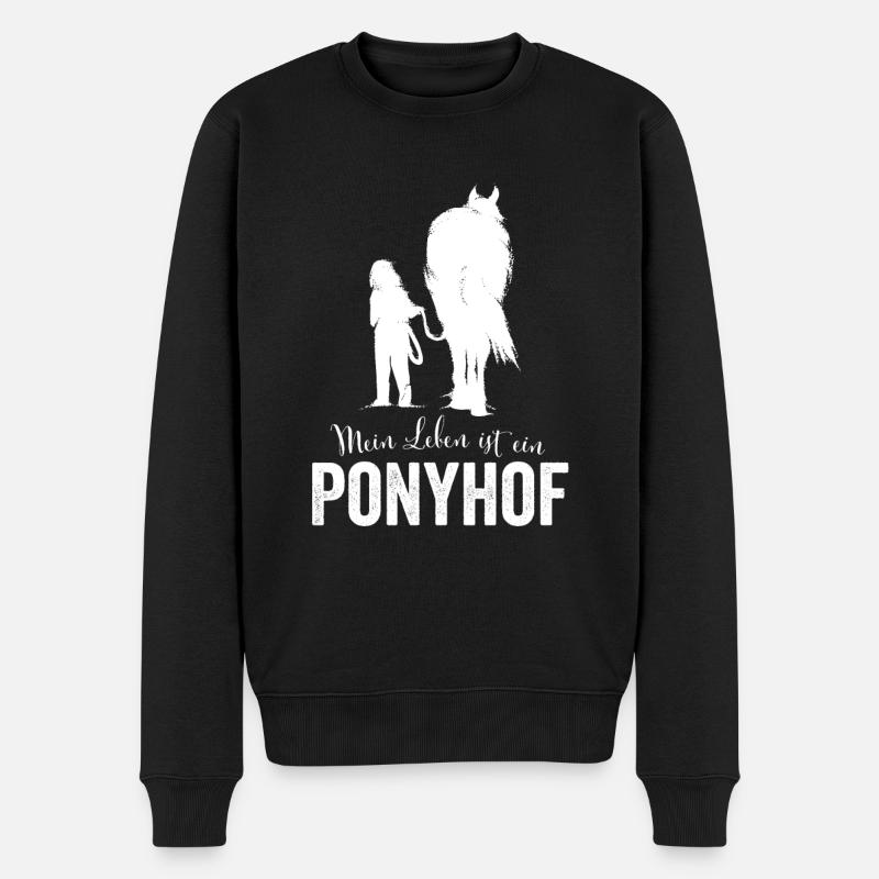 Mein Leben ist ein Ponyhof - Männer Premium Bio Pullover - Schwarz