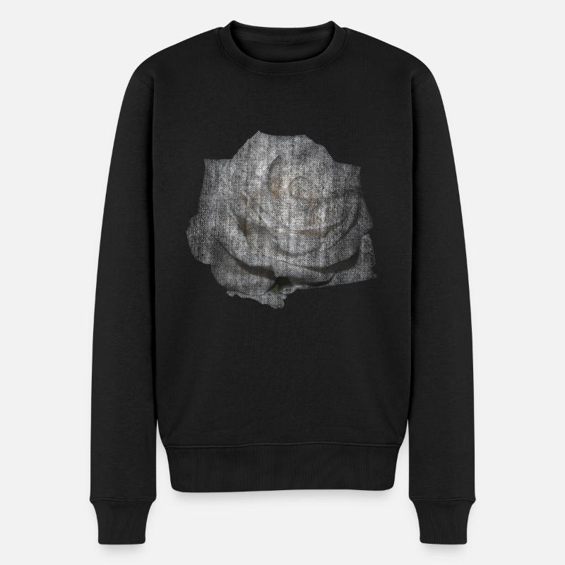 WEISSE ROSE WEIßE BLUME - Männer Premium Bio Pullover - Schwarz