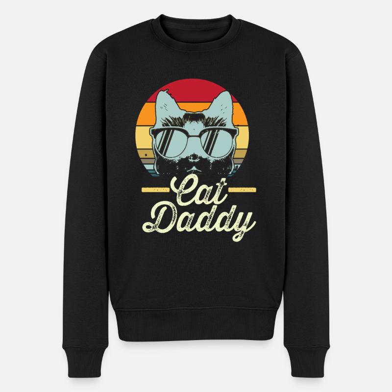 Cat Daddy retro - Männer Premium Bio Pullover - Schwarz