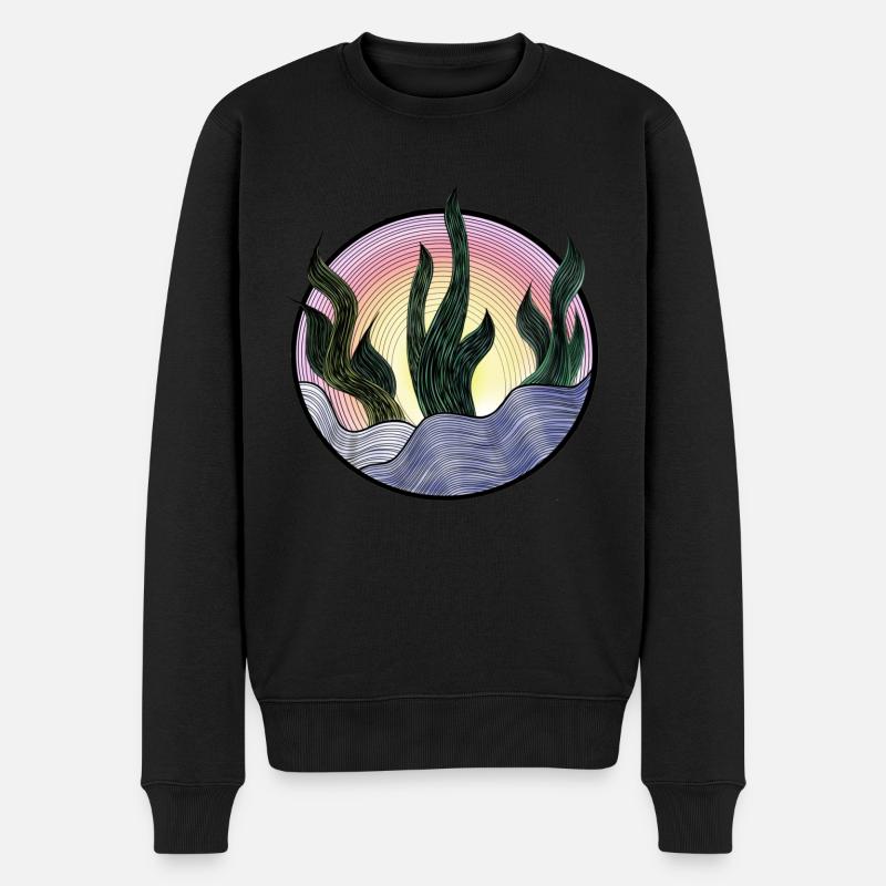 Pflanzen Line-Art - Männer Premium Bio Pullover - Schwarz