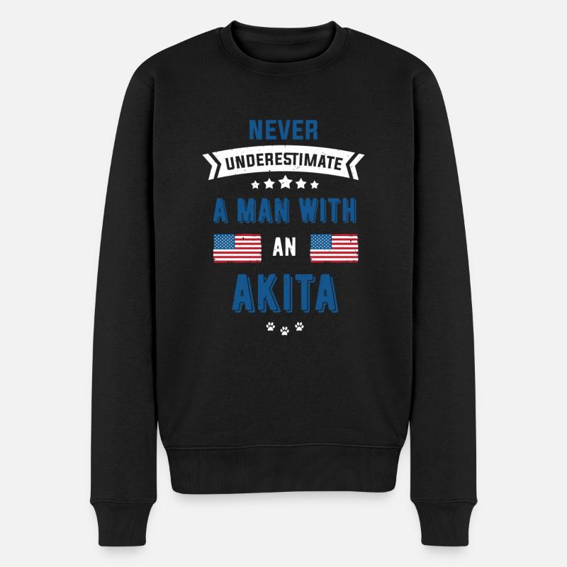 Akita - Männer Premium Bio Pullover - Schwarz