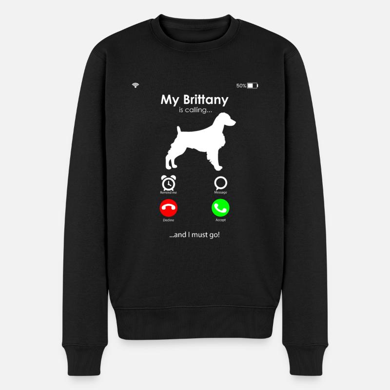 Brittany Spaniel Epagneul Breton Hund - Männer Premium Bio Pullover - Schwarz