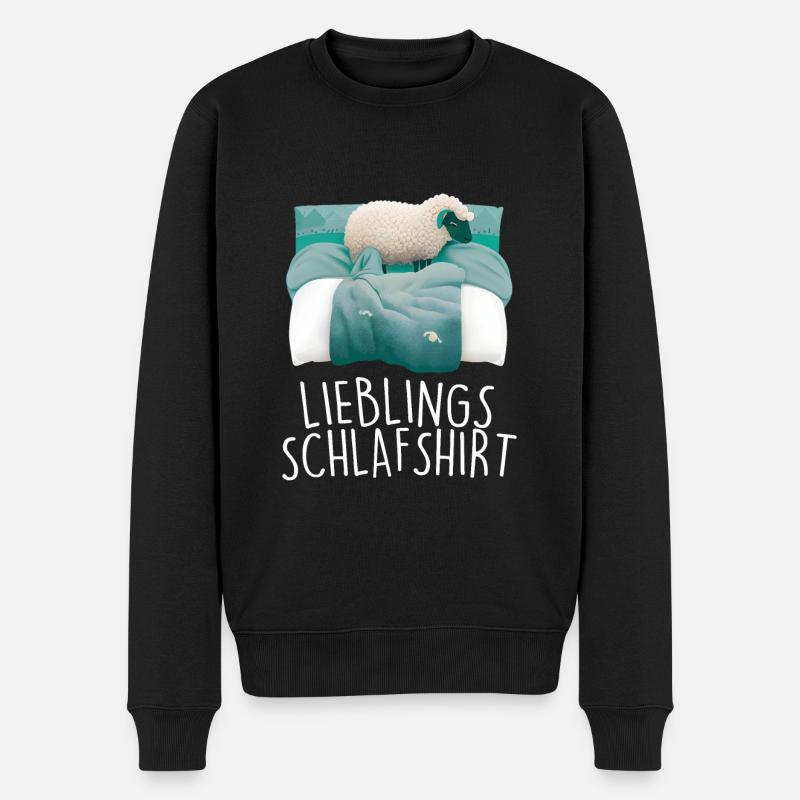 Lieblings Schlafshirt Schaf Schlafanzug - Männer Premium Bio Pullover - Schwarz
