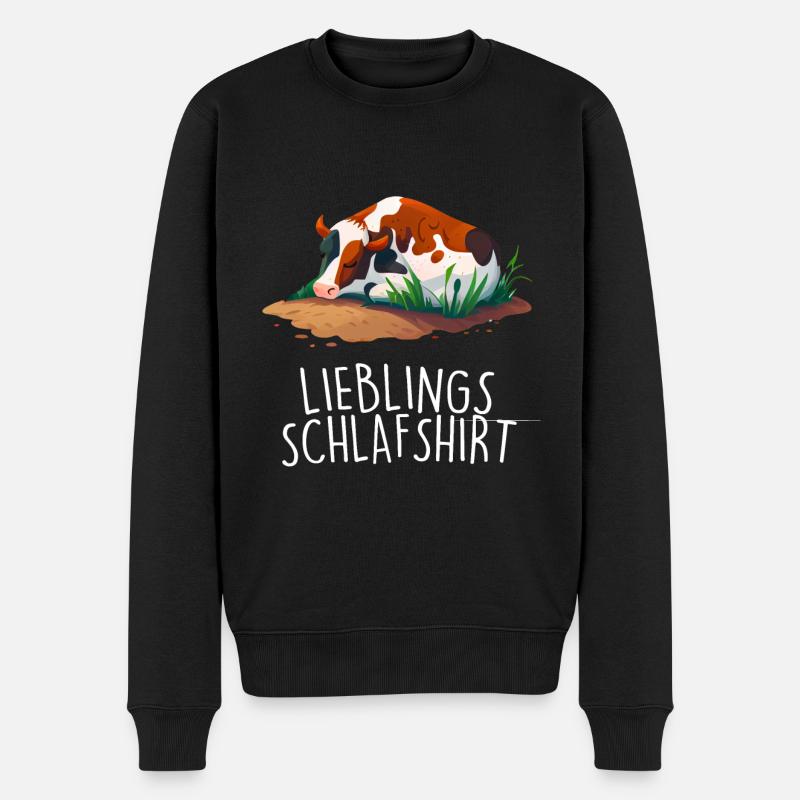 Lieblings Schlafshirt Kuh Kühe Schlafanzug - Männer Premium Bio Pullover - Schwarz