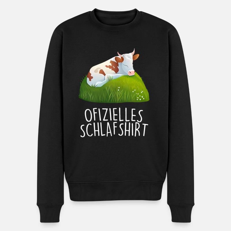 Offizielles Schlafshirt Kuh Schlafanzug - Männer Premium Bio Pullover - Schwarz