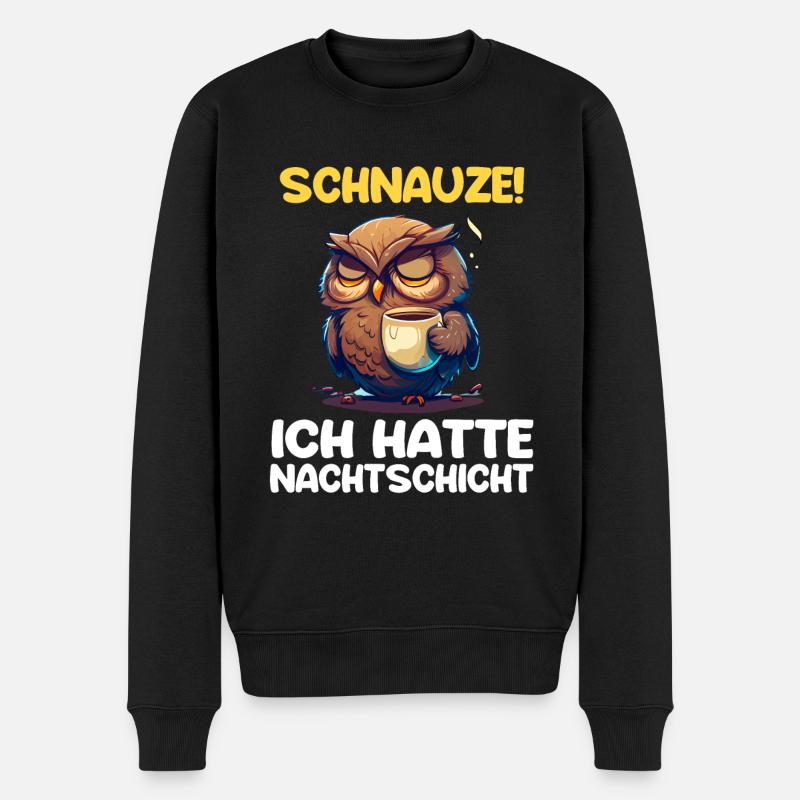 Nachtschicht Kaffee Eule Nachtdienst Schichtarbeit - Männer Premium Bio Pullover - Schwarz