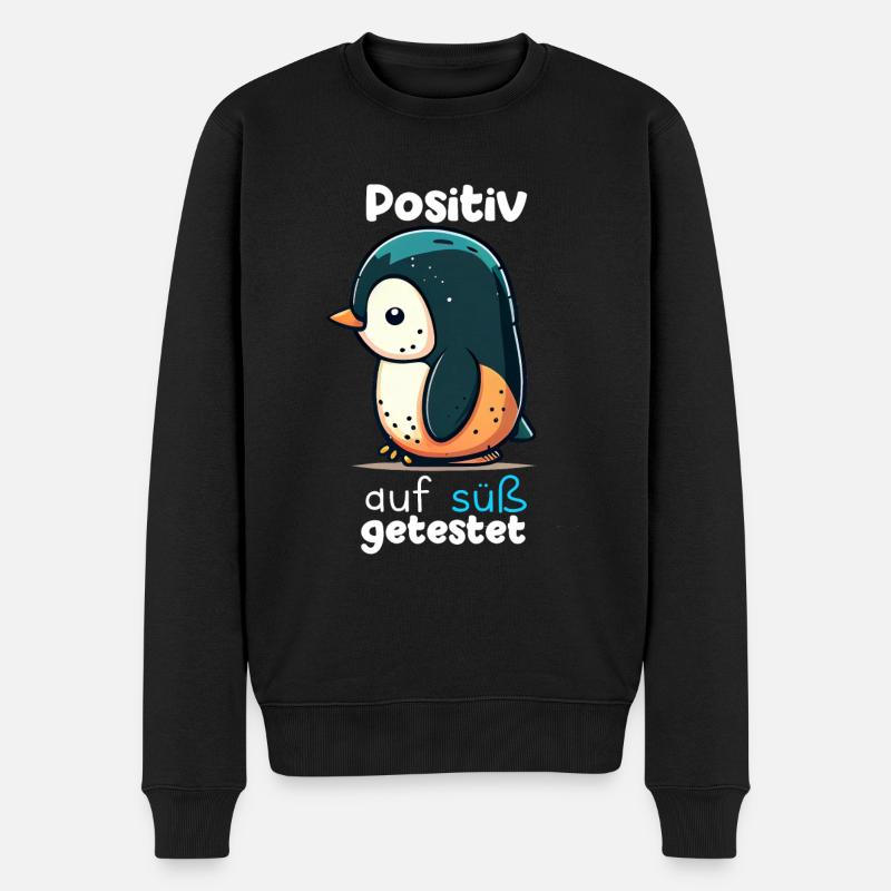 Pinguin Penguin Jungen Mädchen Zoo Süßer Spruch - Männer Premium Bio Pullover - Schwarz