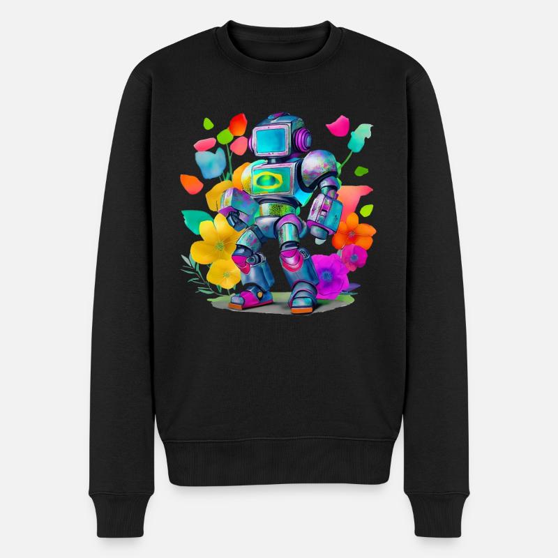 Robot - Männer Premium Bio Pullover - Schwarz