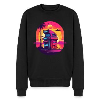 Game Over Arcade-Stil Retro Konsolen-Controller - Männer Premium Bio Pullover - Schwarz - Vorne - Nico (187cm)
