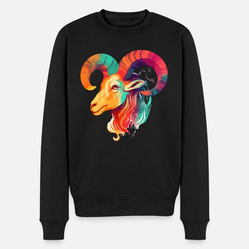 Yuki der Widder - Männer Premium Bio Pullover - Schwarz