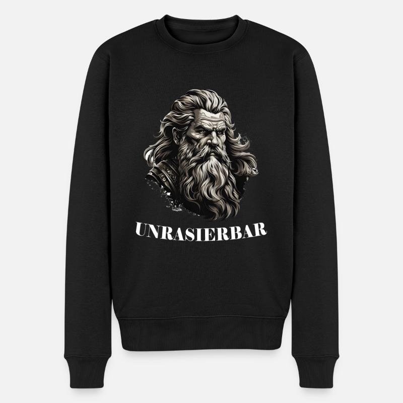 Unrasierbar Wikinger Bartträger Lustiger Bart - Männer Premium Bio Pullover - Schwarz