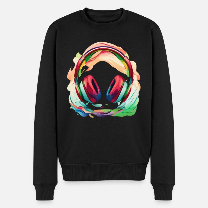 Splash Kopfhörer - Männer Premium Bio Pullover - Schwarz