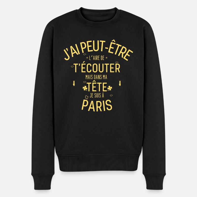 Dans ma Tête je suis à paris - Pull Premium bio Homme - noir