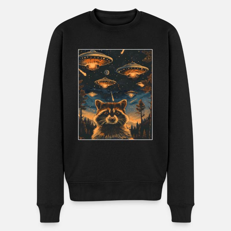 Waschbär UFO Alien Raccoon Weirdcore Aesthetic - Männer Premium Bio Pullover - Schwarz