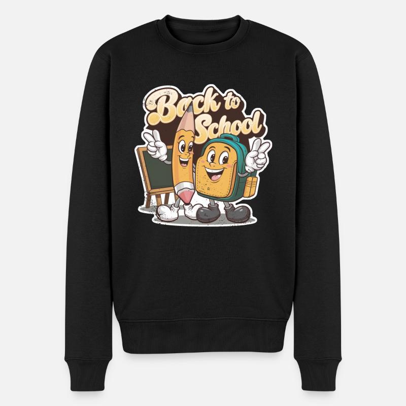 Zurück zur Schule - Männer Premium Bio Pullover - Schwarz