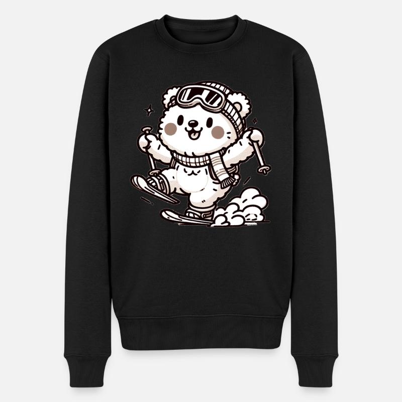 Cute Skier Bear - Männer Premium Bio Pullover - Schwarz