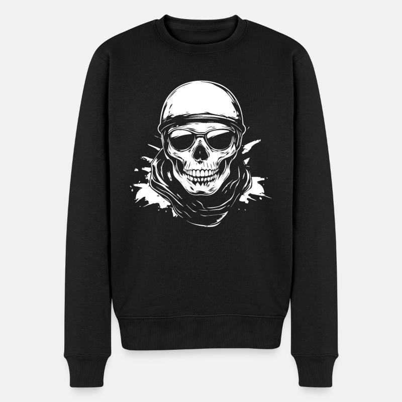 Biker Skull Cadeau Moto - Pull Premium bio Homme - noir