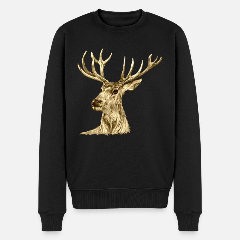 Cerf - Pull Premium bio Homme - noir