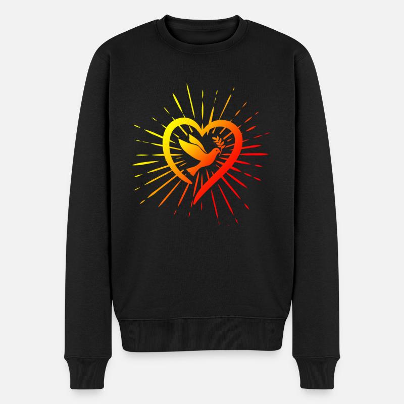 Liebe, Licht, Frieden - Männer Premium Bio Pullover - Schwarz
