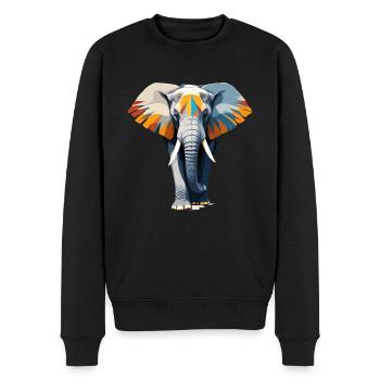 Elefant Vektor Kunst Lebendige Farbe Illustration - Männer Premium Bio Pullover - Schwarz - Vorne - Nico (187cm)