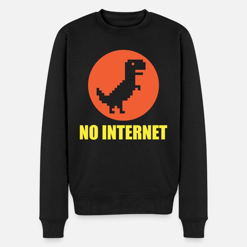 No Internet Dinosaurier - Männer Premium Bio Pullover - Schwarz