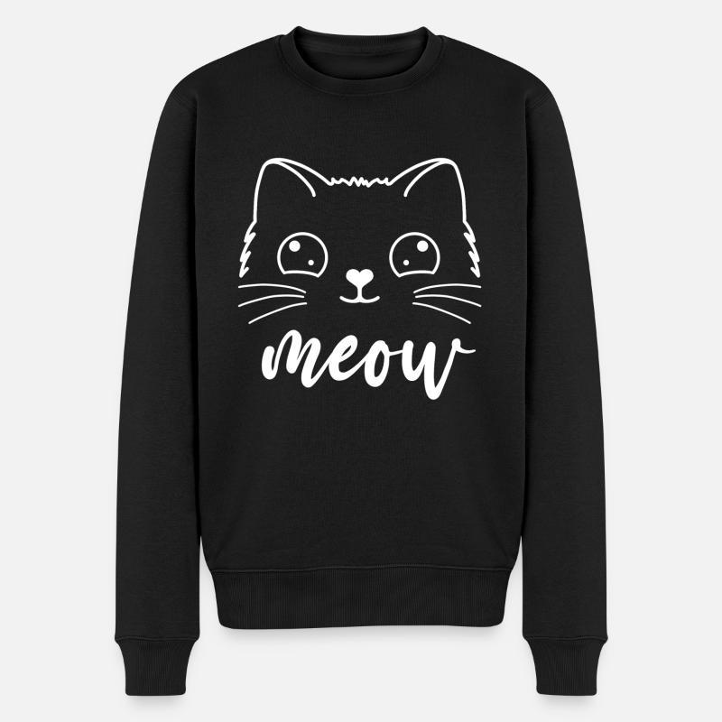 Katze meow - Männer Premium Bio Pullover - Schwarz