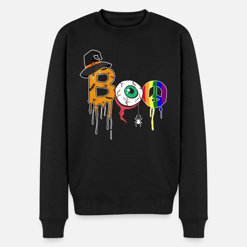 Halloween Boo Hexe Zombie Gay Pride LGBT - Männer Premium Bio Pullover - Schwarz