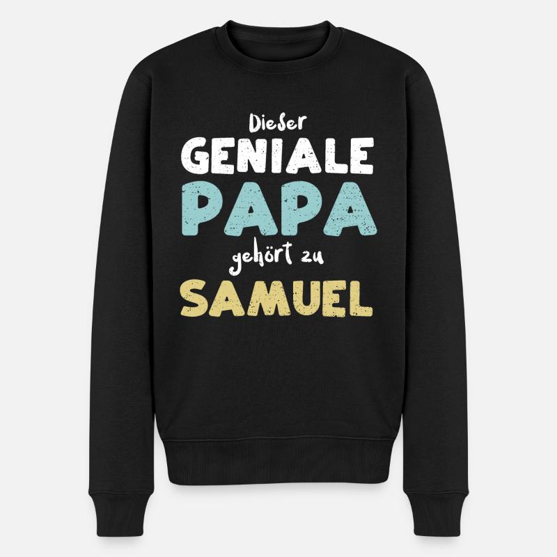 Dieser Geniale Papa Gehört Zu Sa... - Männer Premium Bio Pullover - Schwarz