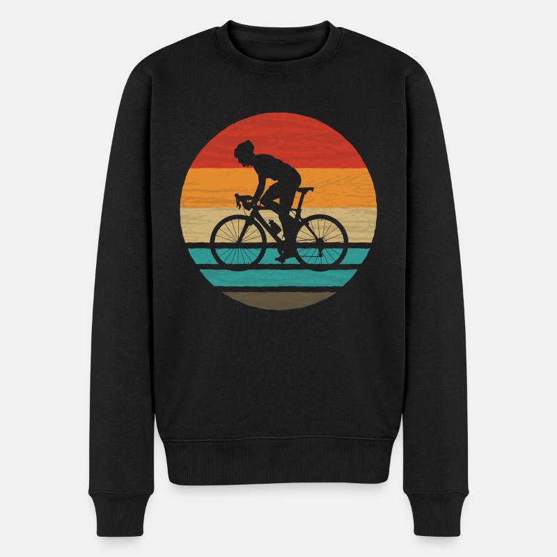 Rennradfahrer Retro Style Vintage - Männer Premium Bio Pullover - Schwarz